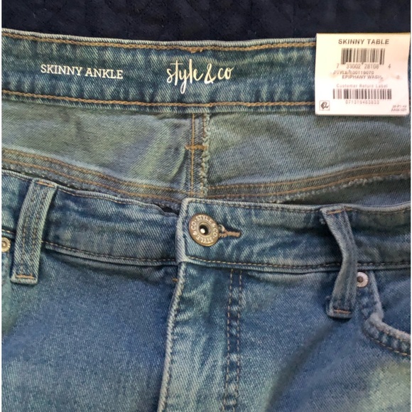 NWT NEW Style & Co High-Rise Straight Ankle Jeans distressed Sz 14 Macy’s - Picture 5 of 8